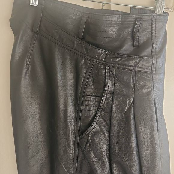 Z. Cavaricci Vintage Black Leather Pants, Iconic Silhouette, Pleats,  Pockets, - Picture 6 of 8